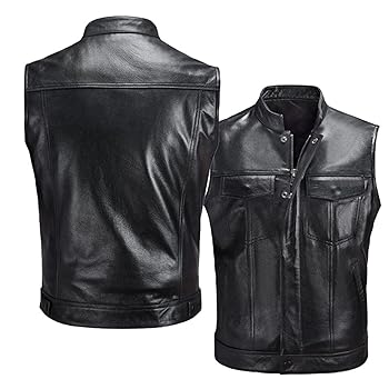 Amazon.com: JEShifangjiusu Men'S Faux Leather Vest Button V